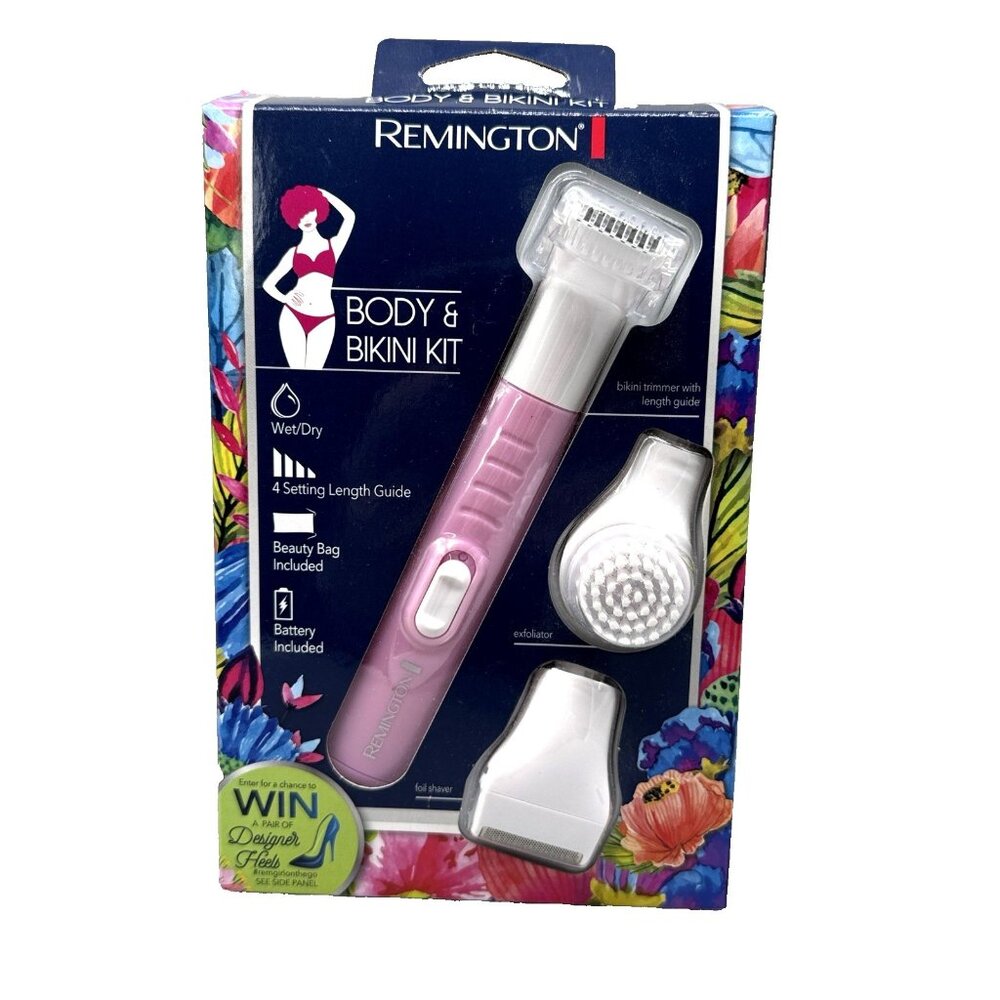 REMINGTON Women's Body & Bikini Kit Foil Shaver Trimmer Exfoliator Beauty Bag